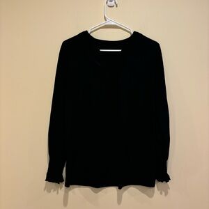 Black Smocked Cuff Long Sleeve Blouse – Size S